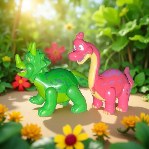 Downtown Disney T-Rex Cafe Action Figure Dinosaurs Souvenir PINK & GREEN B22 - Picture 5 of 6